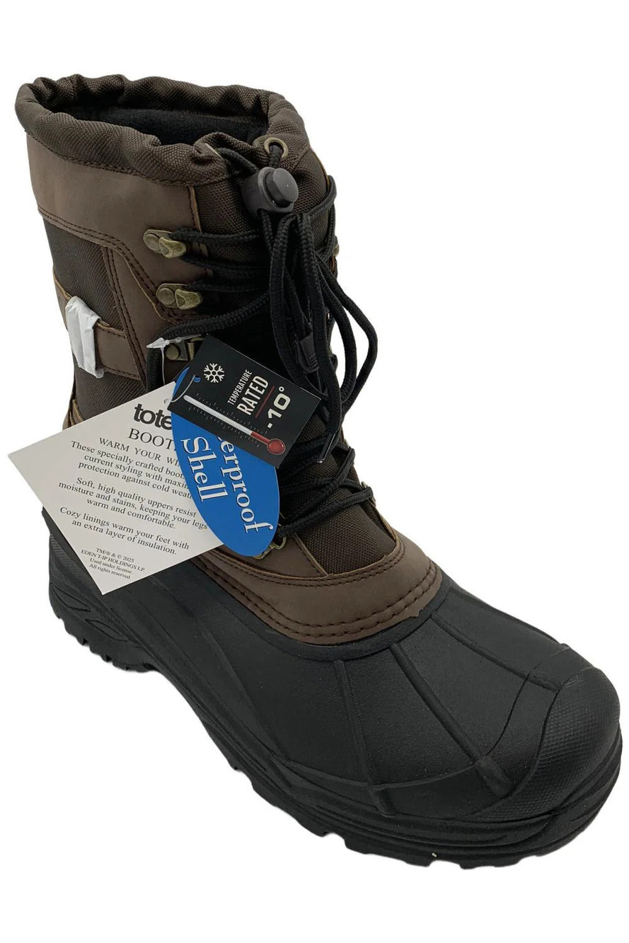 Totes Everyday Men's Brody Lace-Up Snow Boots Brown - Medium